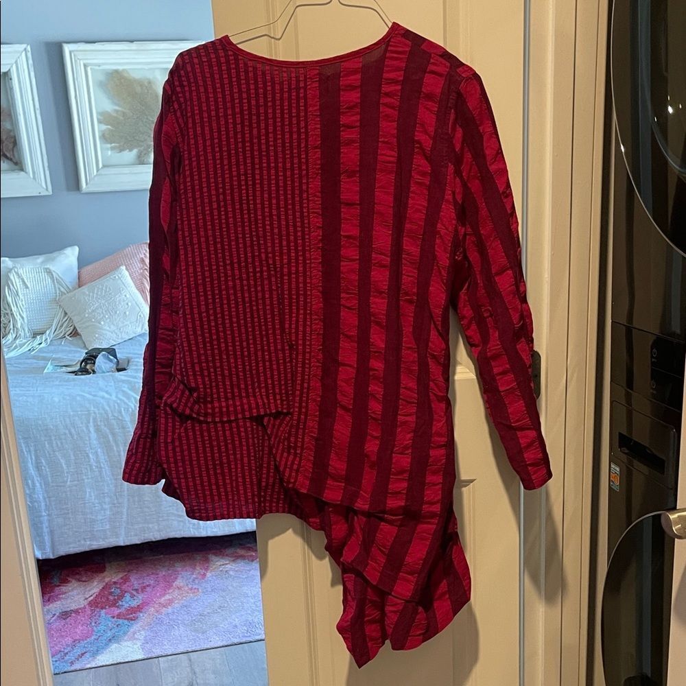 Red Striped Button-Up Top - Picture 5 of 5